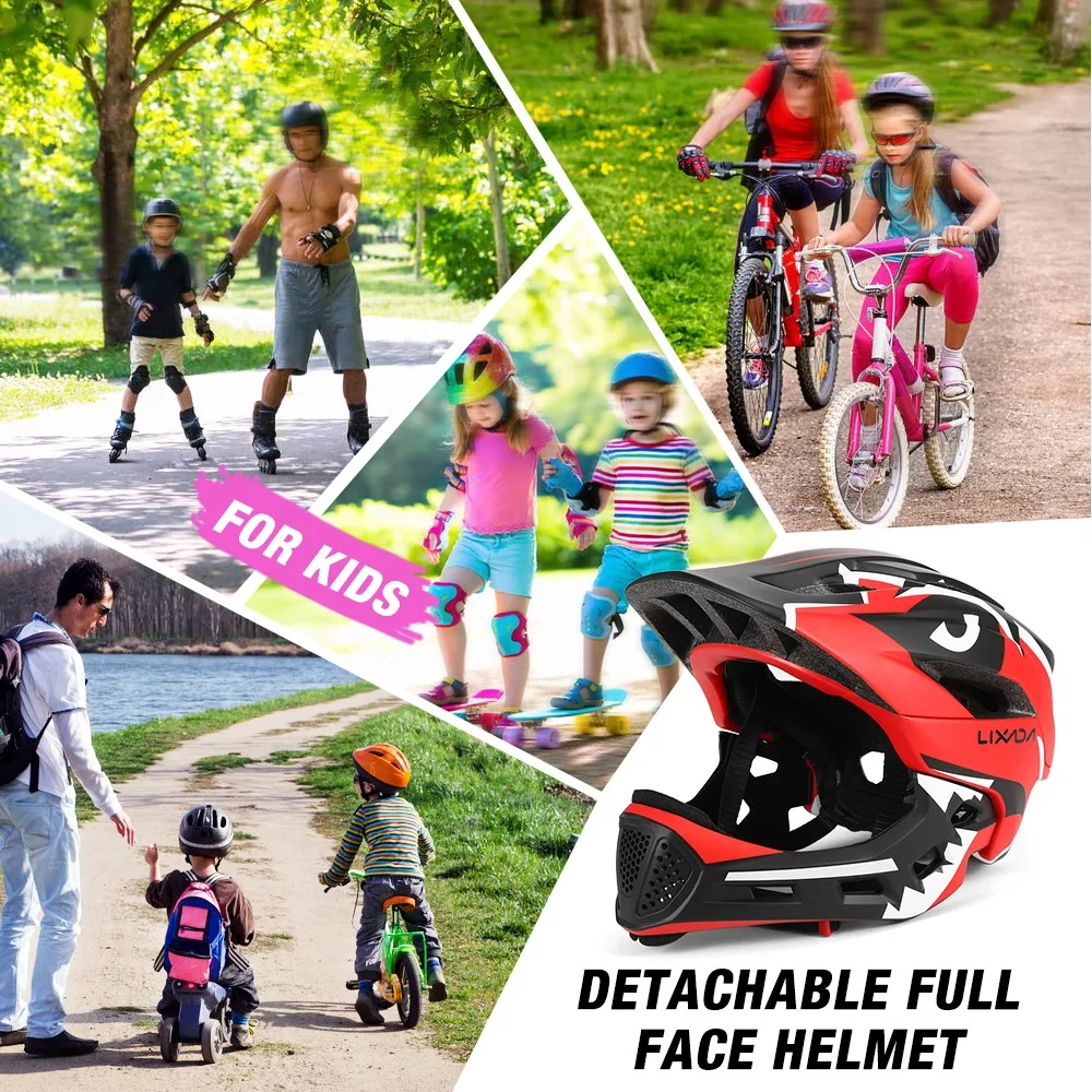 Kids Detachable Full Face Bike Helmet Children's Sports Child Cycling MTB Motorcycle Skateboarding Roller Skating Helmet