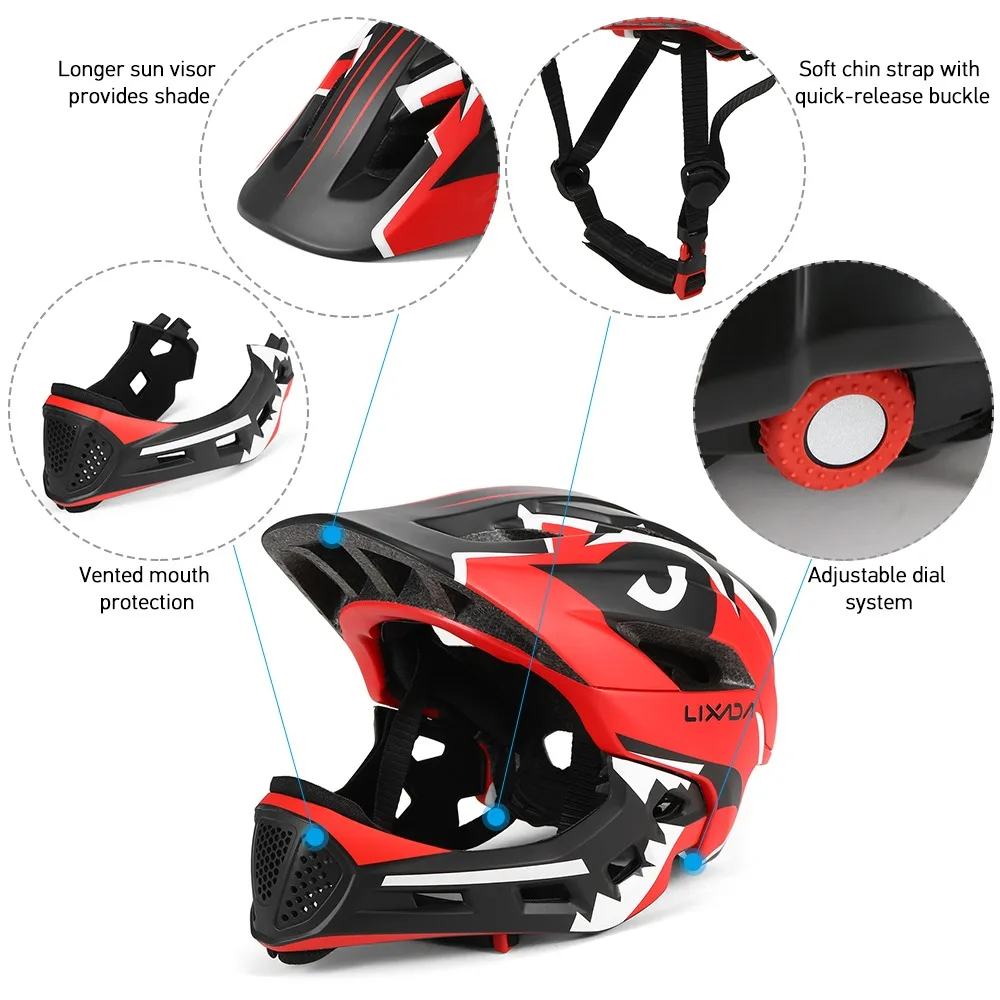 Kids Detachable Full Face Bike Helmet Children's Sports Child Cycling MTB Motorcycle Skateboarding Roller Skating Helmet