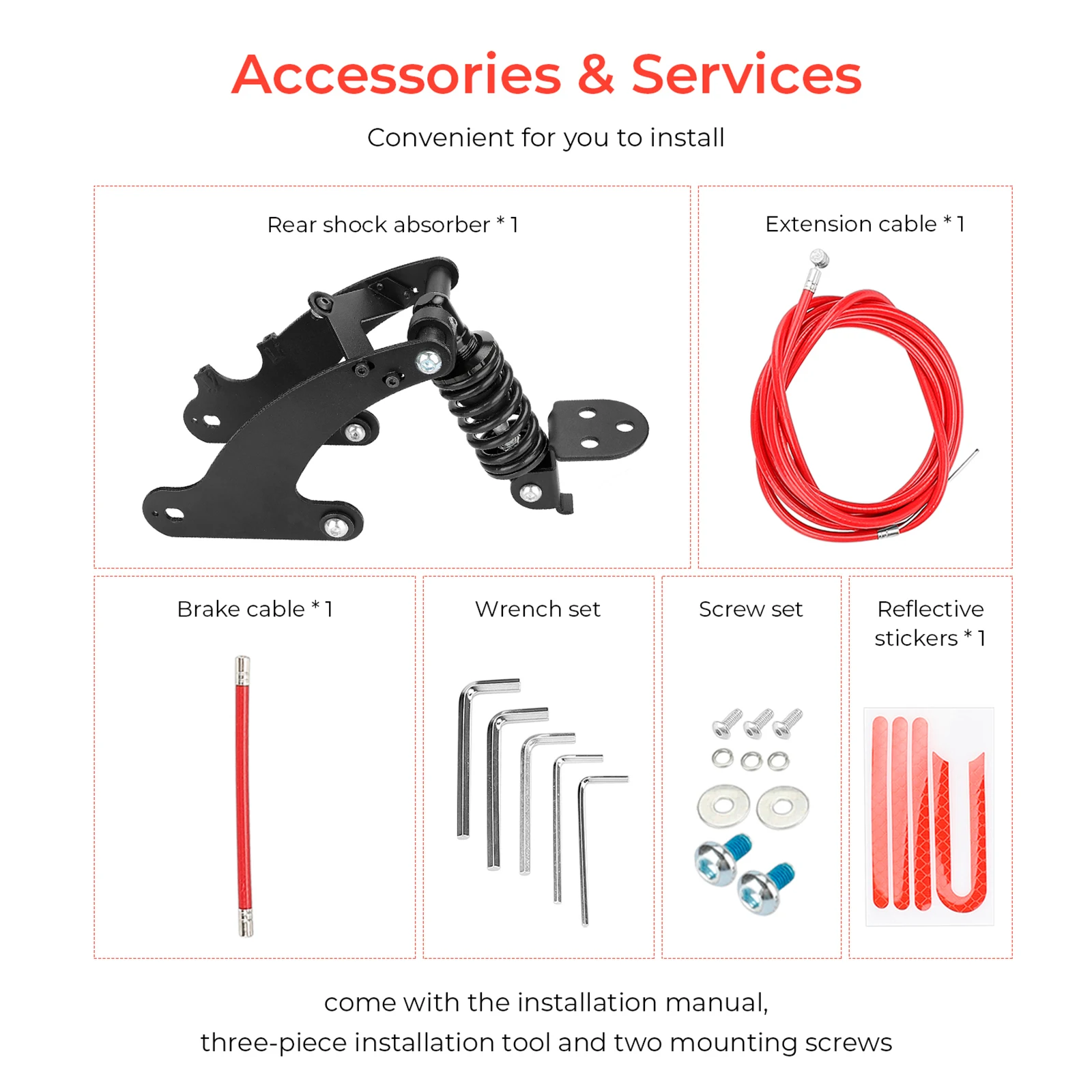 For Xiaomi M365 Pro Pro2 1S Electric Scooter Upgraded Rear Suspension Kit Rear Shock Absorber Shock Absorption Accessories Parts