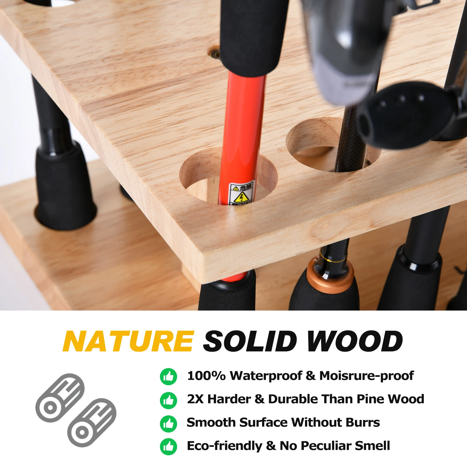 Goture Fishing Rod Holders 16-Rod Rack Vertical Rod Holder Wall Mount Modular For Garage Fishing Pole Display Stand Fixed Frame