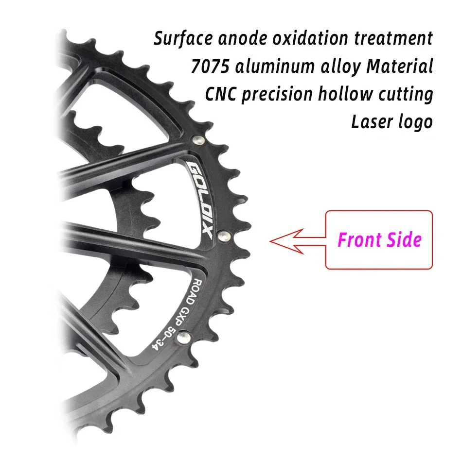 GOLDIX Road Bike Chainring 50-34T 52-36T 53-39T 10 11 12 Speed Double Chainwheel for SR Direct Mount 3-Bolt Crankset
