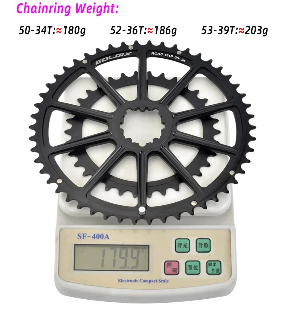 GOLDIX Road Bike Chainring 50-34T 52-36T 53-39T 10 11 12 Speed Double Chainwheel for SR Direct Mount 3-Bolt Crankset