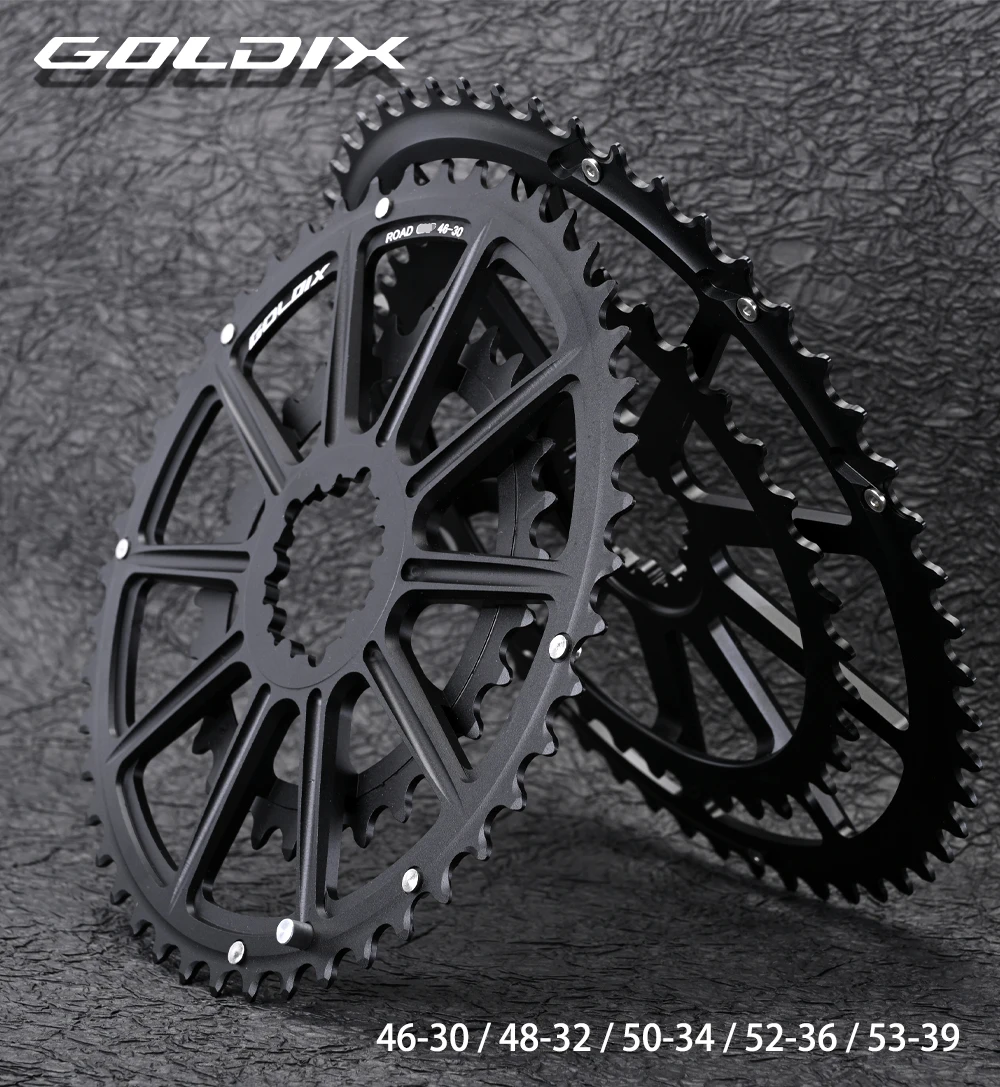 GOLDIX Road Bike Chainring 50-34T 52-36T 53-39T 10 11 12 Speed Double Chainwheel for SR Direct Mount 3-Bolt Crankset