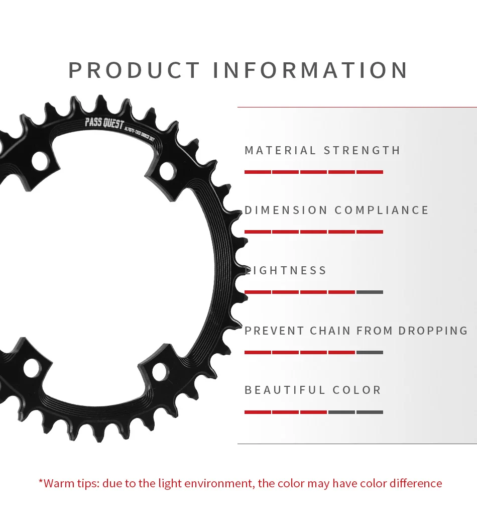 PASS QUEST 110BCD Chainring 4-Bolt GRX Round/Oval 36T-52T Chain Wheel for SHIMANO GRX FC-RX810/FC-RX600 Crankset