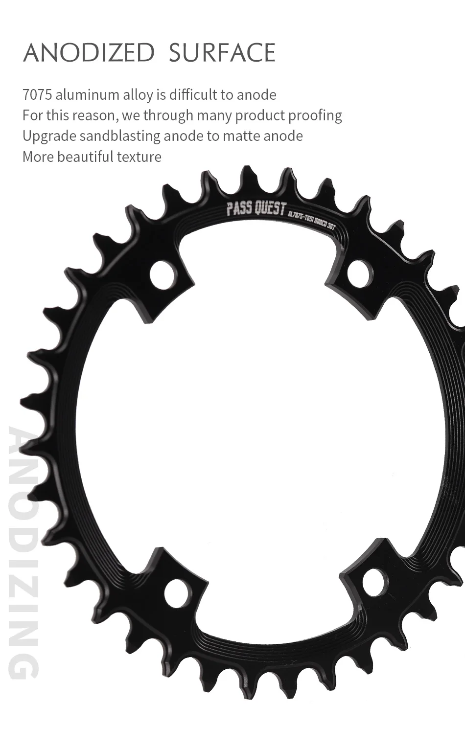 PASS QUEST 110BCD Chainring 4-Bolt GRX Round/Oval 36T-52T Chain Wheel for SHIMANO GRX FC-RX810/FC-RX600 Crankset