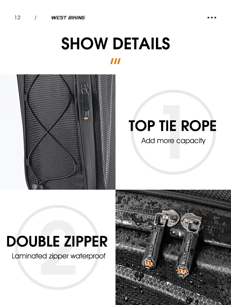 WEST BIKING Hard Shell Bicycle Trunk Bag Multifunctional Waterproof Bike Rear Seat Rack Bag Cycling Carrier Bag Bike Accessories