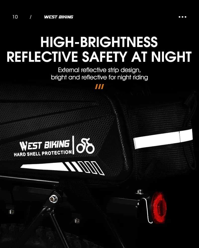 WEST BIKING Hard Shell Bicycle Trunk Bag Multifunctional Waterproof Bike Rear Seat Rack Bag Cycling Carrier Bag Bike Accessories