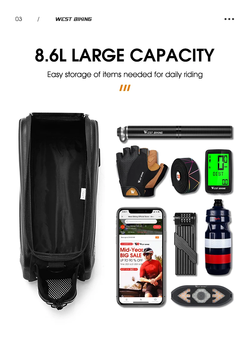 WEST BIKING Hard Shell Bicycle Trunk Bag Multifunctional Waterproof Bike Rear Seat Rack Bag Cycling Carrier Bag Bike Accessories