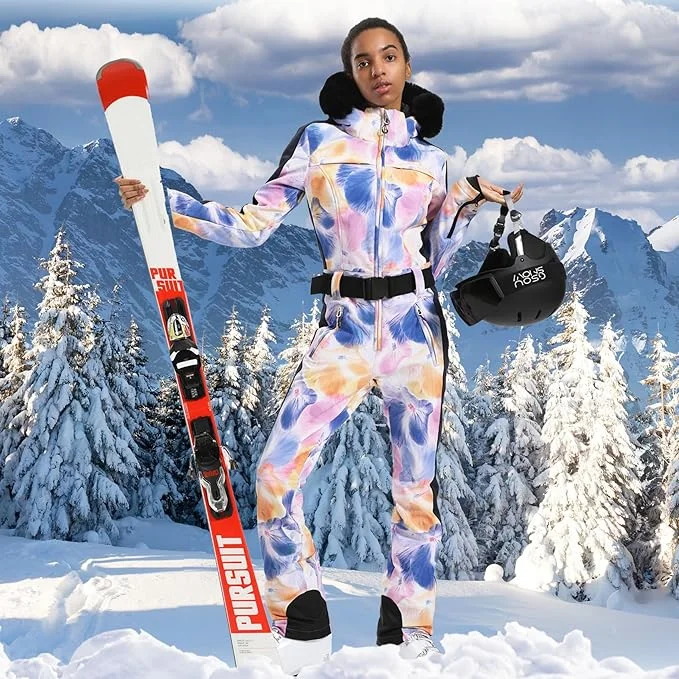 GSOU SNOW One-piece Ski Suit Women Thickening Snowboard Female Overalls Winter Windproof Waterproof Breathable Clothing Skiing