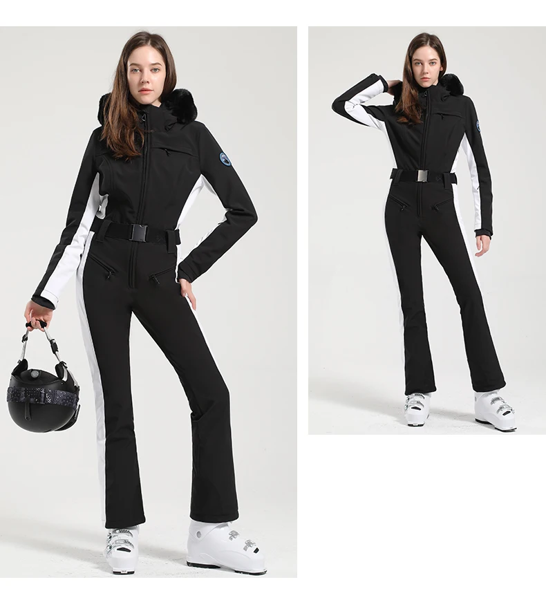 GSOU SNOW One-piece Ski Suit Women Thickening Snowboard Female Overalls Winter Windproof Waterproof Breathable Clothing Skiing