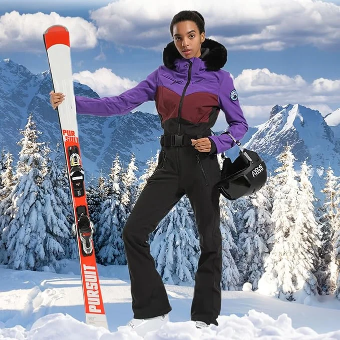 GSOU SNOW One-piece Ski Suit Women Thickening Snowboard Female Overalls Winter Windproof Waterproof Breathable Clothing Skiing