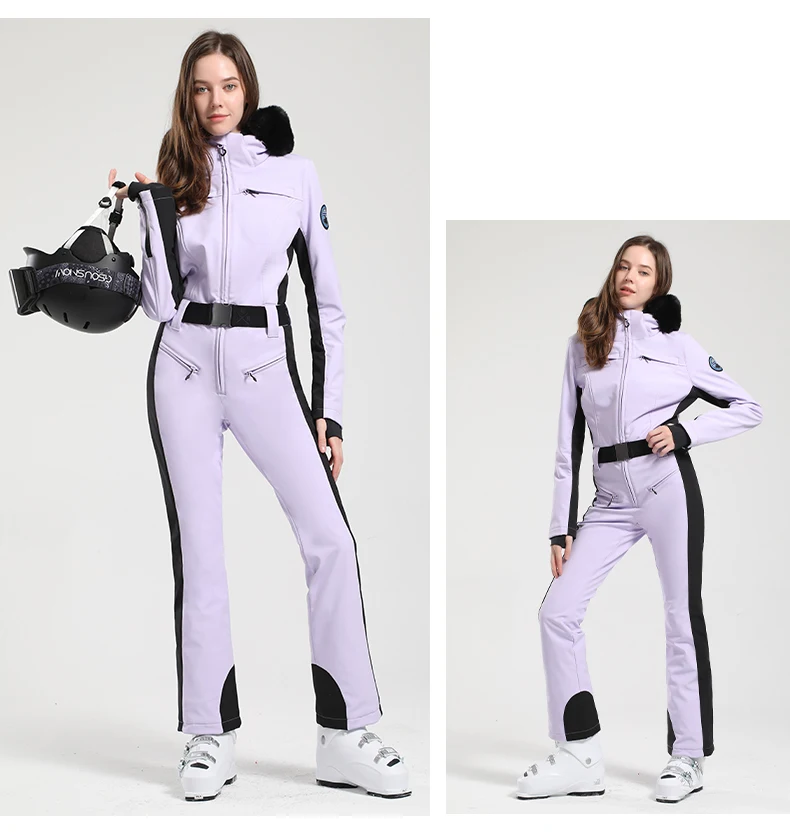 GSOU SNOW One-piece Ski Suit Women Thickening Snowboard Female Overalls Winter Windproof Waterproof Breathable Clothing Skiing