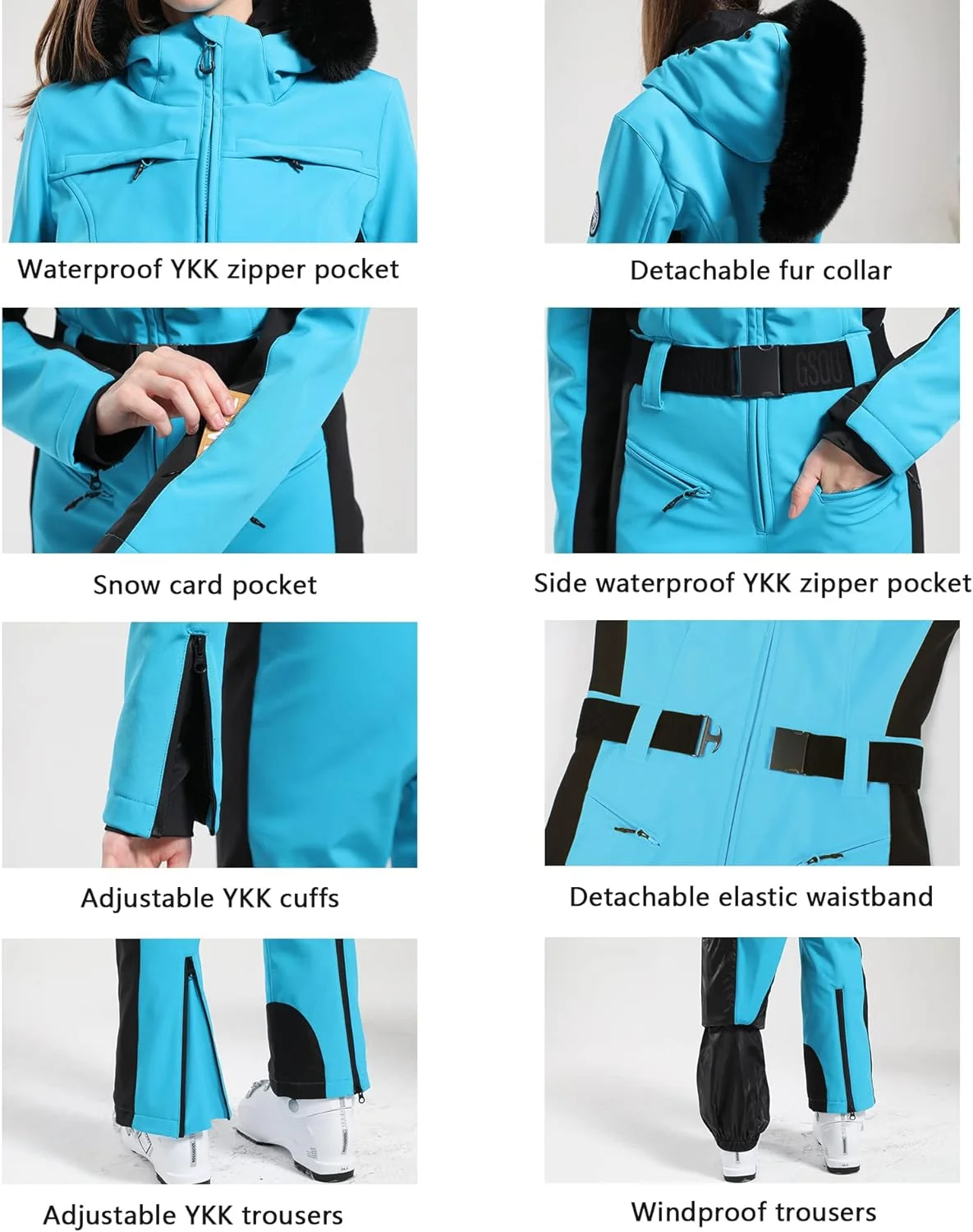GSOU SNOW One-piece Ski Suit Women Thickening Snowboard Female Overalls Winter Windproof Waterproof Breathable Clothing Skiing