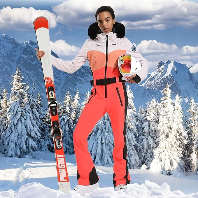 GSOU SNOW One-piece Ski Suit Women Thickening Snowboard Female Overalls Winter Windproof Waterproof Breathable Clothing Skiing