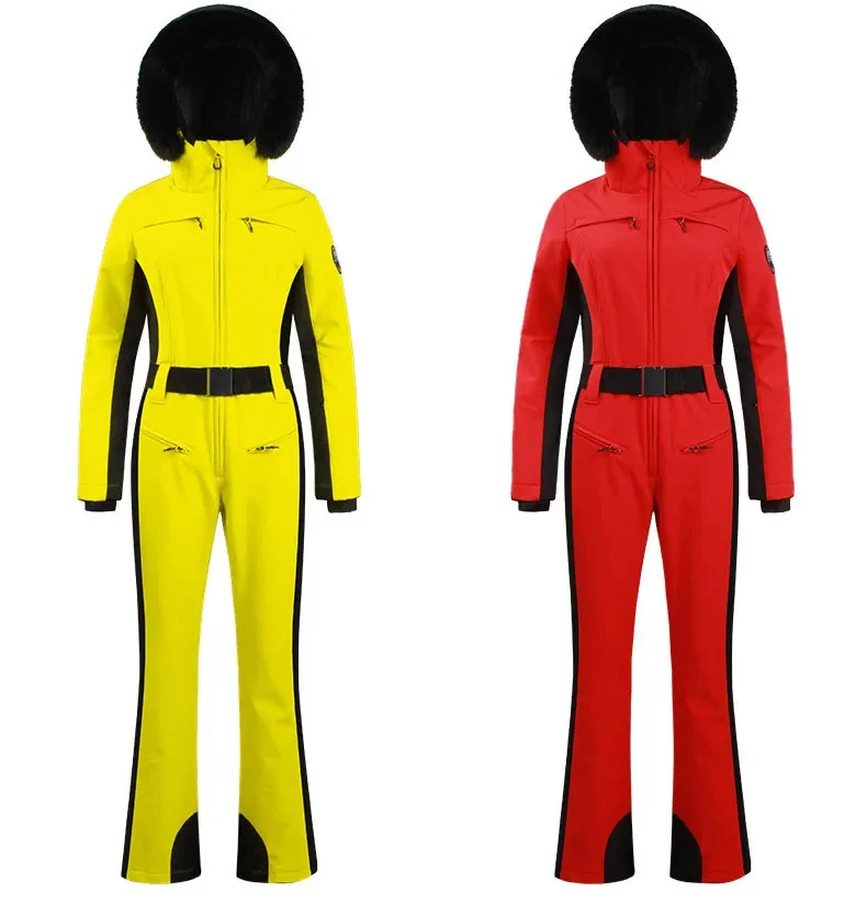 GSOU SNOW One-piece Ski Suit Women Thickening Snowboard Female Overalls Winter Windproof Waterproof Breathable Clothing Skiing
