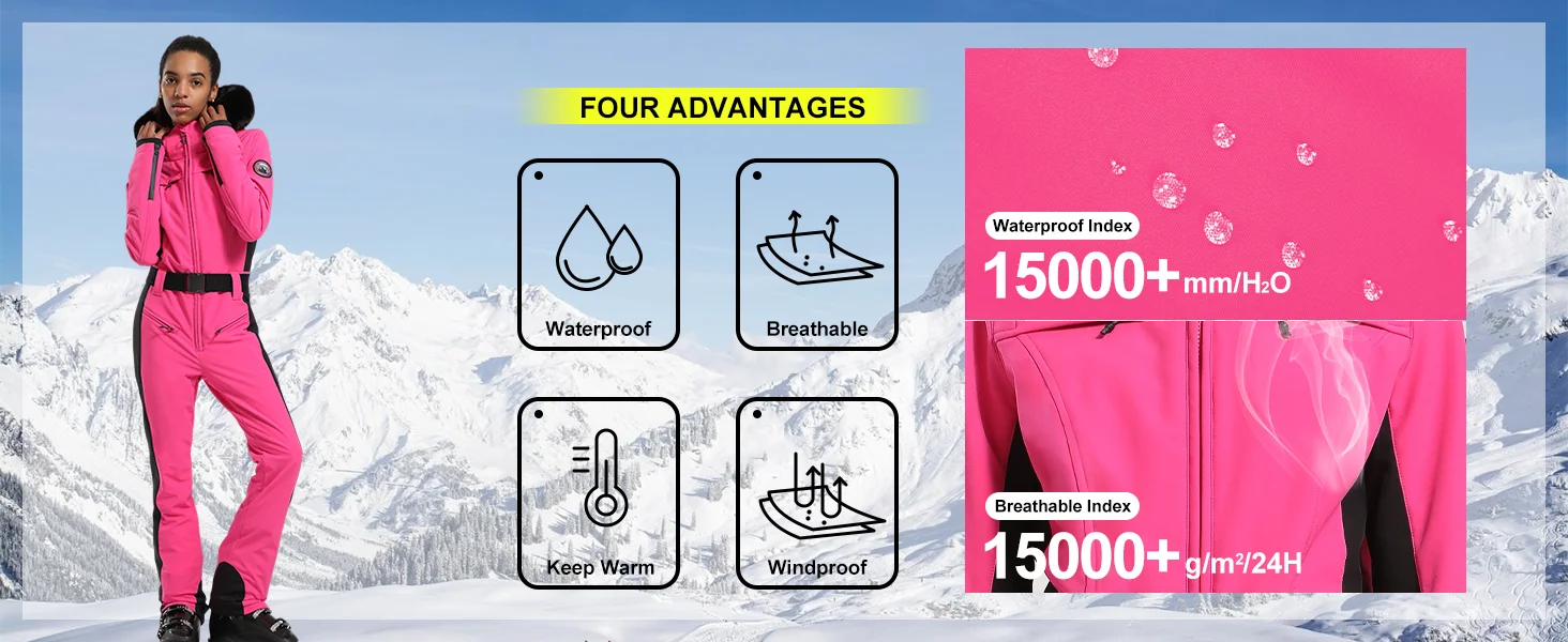 GSOU SNOW One-piece Ski Suit Women Thickening Snowboard Female Overalls Winter Windproof Waterproof Breathable Clothing Skiing
