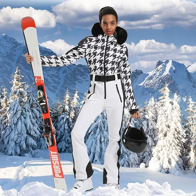 GSOU SNOW One-piece Ski Suit Women Thickening Snowboard Female Overalls Winter Windproof Waterproof Breathable Clothing Skiing