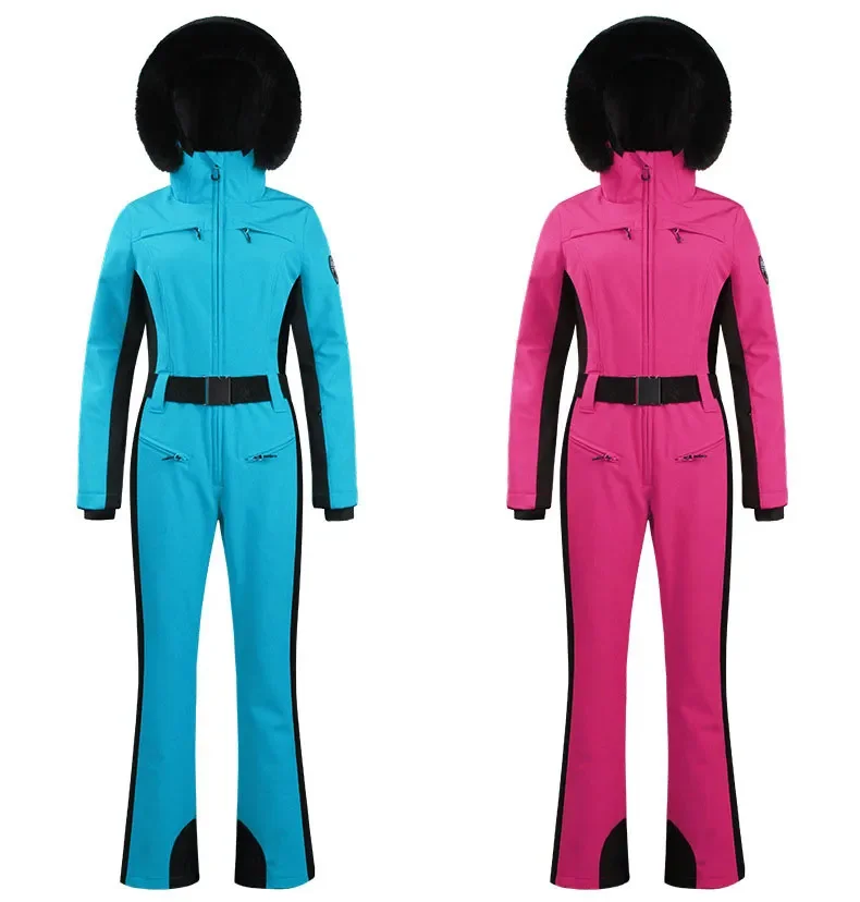 GSOU SNOW One-piece Ski Suit Women Thickening Snowboard Female Overalls Winter Windproof Waterproof Breathable Clothing Skiing