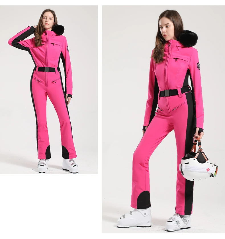 GSOU SNOW One-piece Ski Suit Women Thickening Snowboard Female Overalls Winter Windproof Waterproof Breathable Clothing Skiing