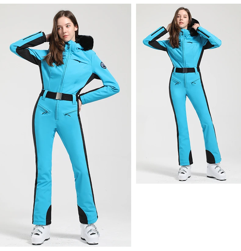GSOU SNOW One-piece Ski Suit Women Thickening Snowboard Female Overalls Winter Windproof Waterproof Breathable Clothing Skiing