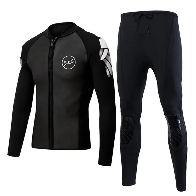 2mm Men's Two-piece Dive Clothes Camouflage Neoprene Jacket Long Sleeve Surfing Snorkeling Wetsuit Keep Warm Pants Split Suit