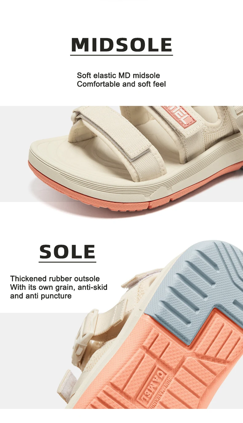 GOLDEN CAMEL Women's Sports Sandals Summer 2023 New Slippers Non-slip Soft Bottom Velcro Beach Sandal Ladies Shoes for Women