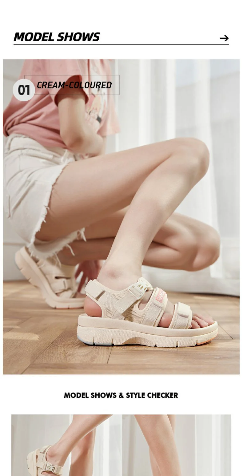GOLDEN CAMEL Women's Sports Sandals Summer 2023 New Slippers Non-slip Soft Bottom Velcro Beach Sandal Ladies Shoes for Women