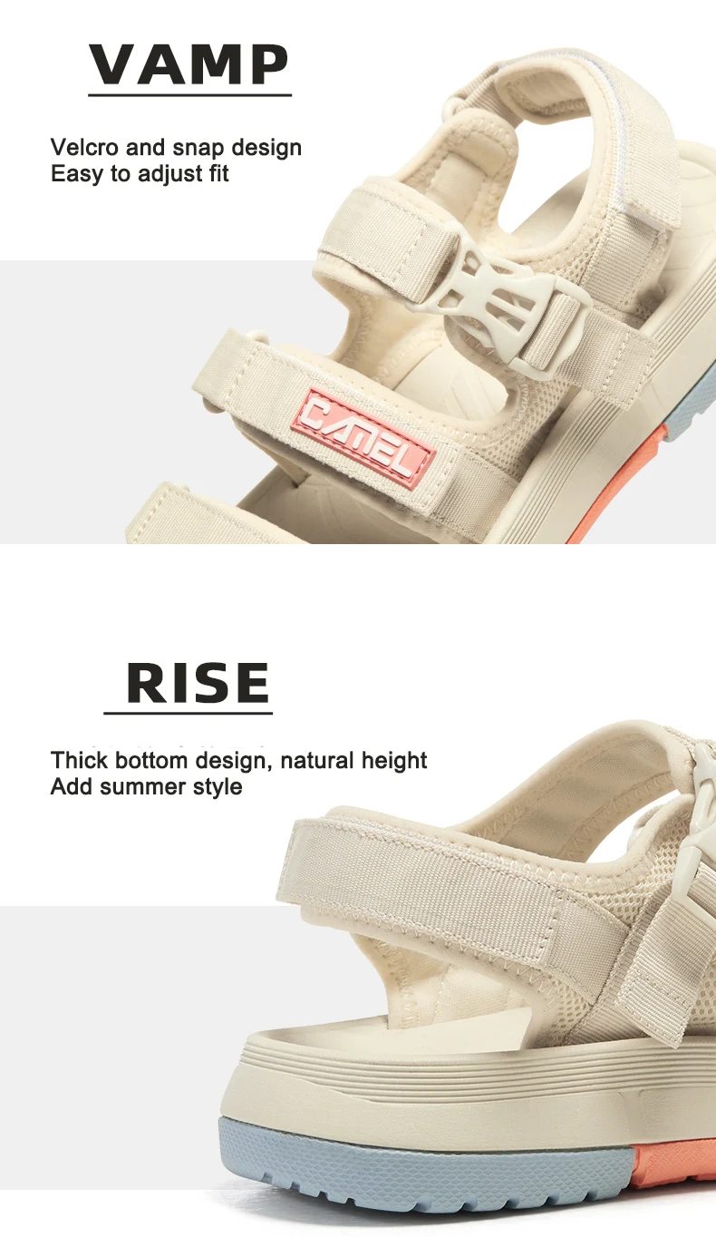 GOLDEN CAMEL Women's Sports Sandals Summer 2023 New Slippers Non-slip Soft Bottom Velcro Beach Sandal Ladies Shoes for Women