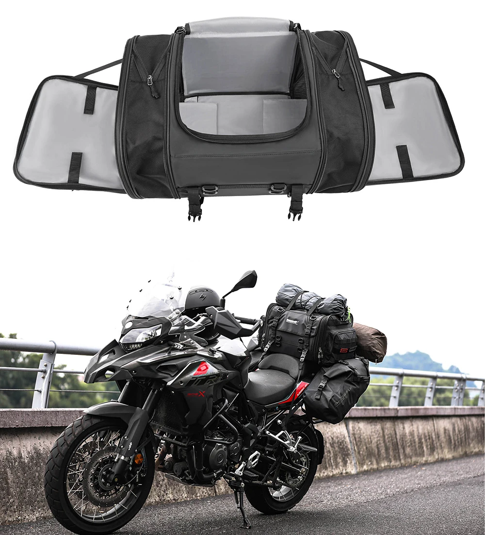 Rhinowalk Motorcycle Travel Luggage Bag Waterproof 19L-80L Expandable Big Capacity Motor Tail Bag Saddle Bag Pannier Rack
