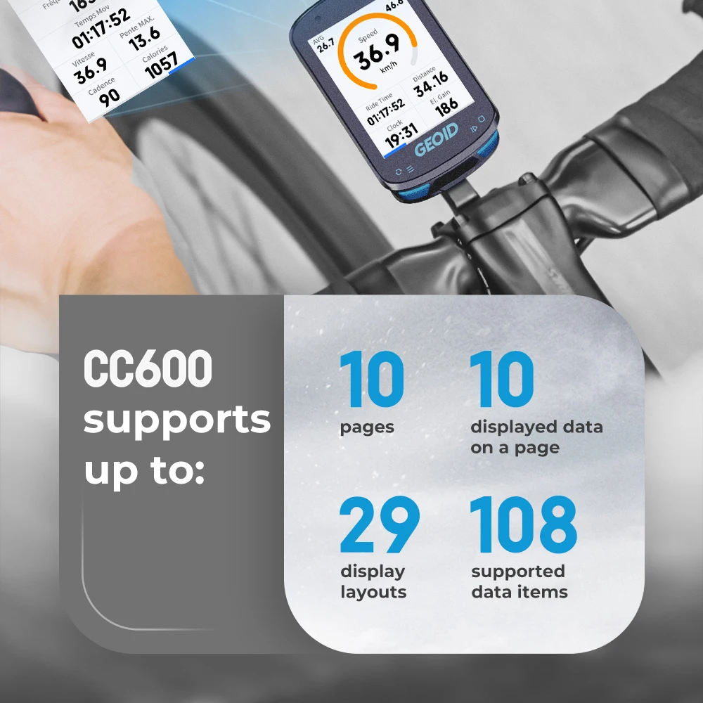GEOID CC600 Route Navigation Bicycle GPS Computer 11 Languages Wireless Bike Speedometer Automatical WIFI ANT+ Odometer
