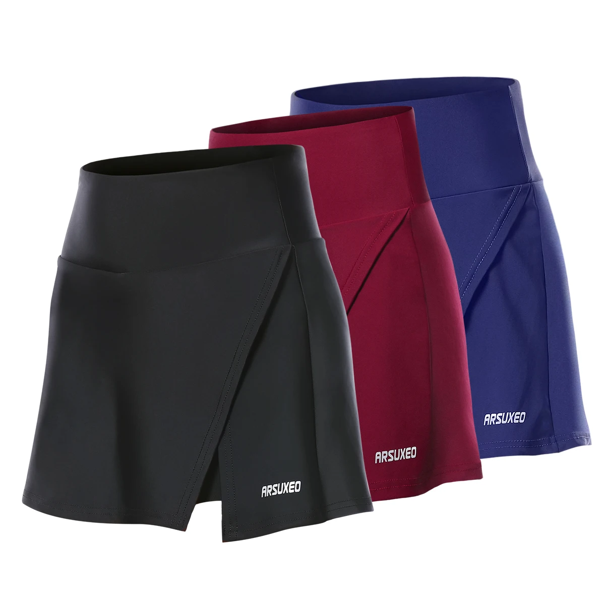 ARSUXEO Women's Cycling Shorts Bicycle Summer Casual Workout Padded Pockets Tennis Golf Culottes Yoga Fitness Shorts Skirts D315