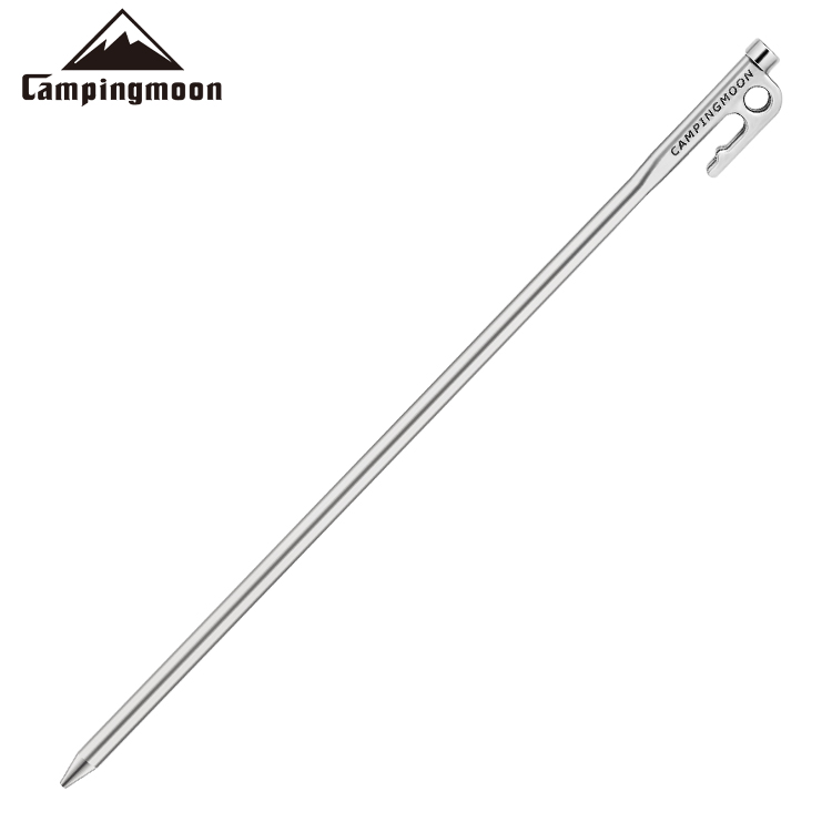Campingmoon 6pcs 40cm Heavy Duty Steel Tent Stakes Pegs with Hook and Hole Design for Outdoor Camping Tent C