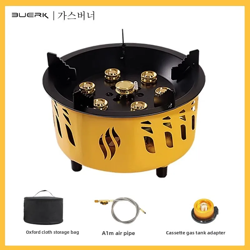 20000W 7-Core Camping Stove Strong Fire Power Portable Tourist Camping Burners Folding Hiking Picnic BBQ Cooking Equipment