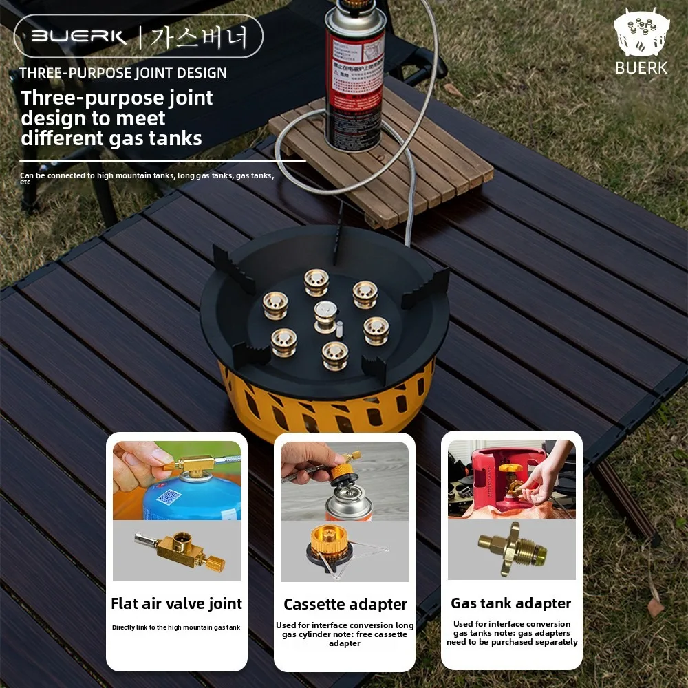 20000W 7-Core Camping Stove Strong Fire Power Portable Tourist Camping Burners Folding Hiking Picnic BBQ Cooking Equipment