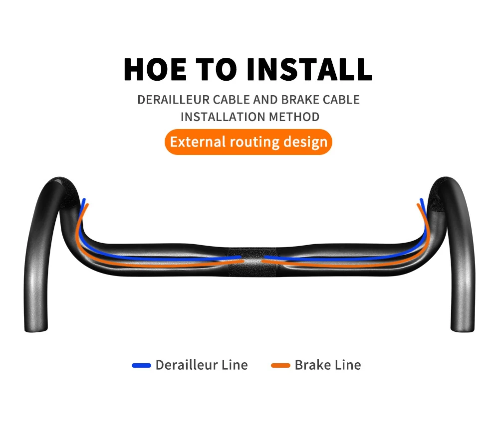 TOSEEK Full Carbon Fiber Handlebar Bent Bar Black Matte Finish Road Bike Carbon Handlebar 40/42/44 cm External Routing