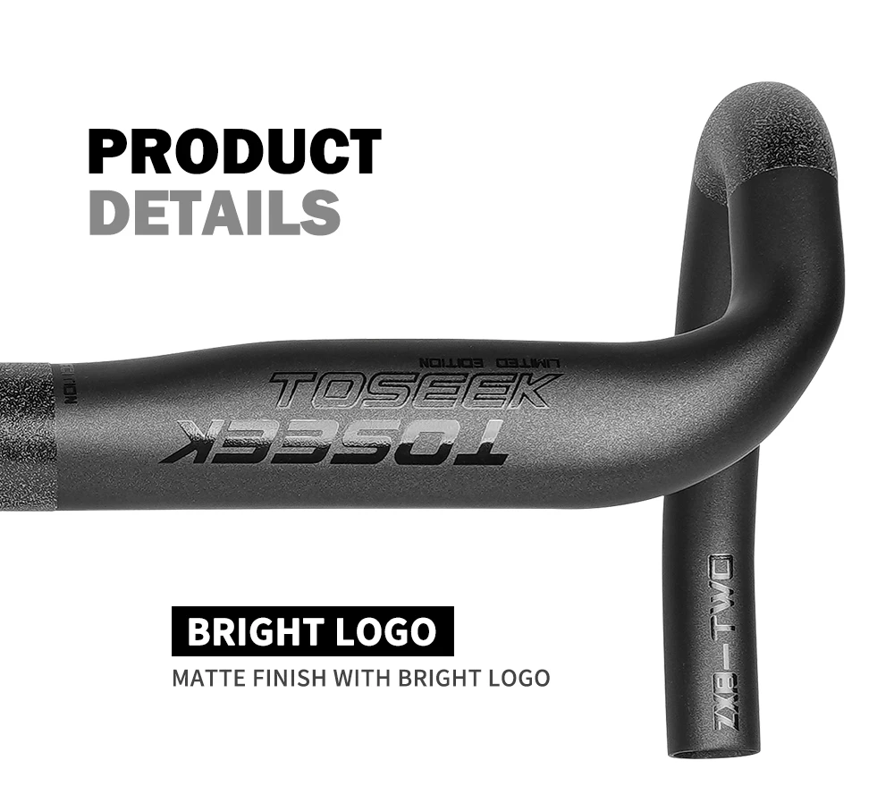 TOSEEK Full Carbon Fiber Handlebar Bent Bar Black Matte Finish Road Bike Carbon Handlebar 40/42/44 cm External Routing