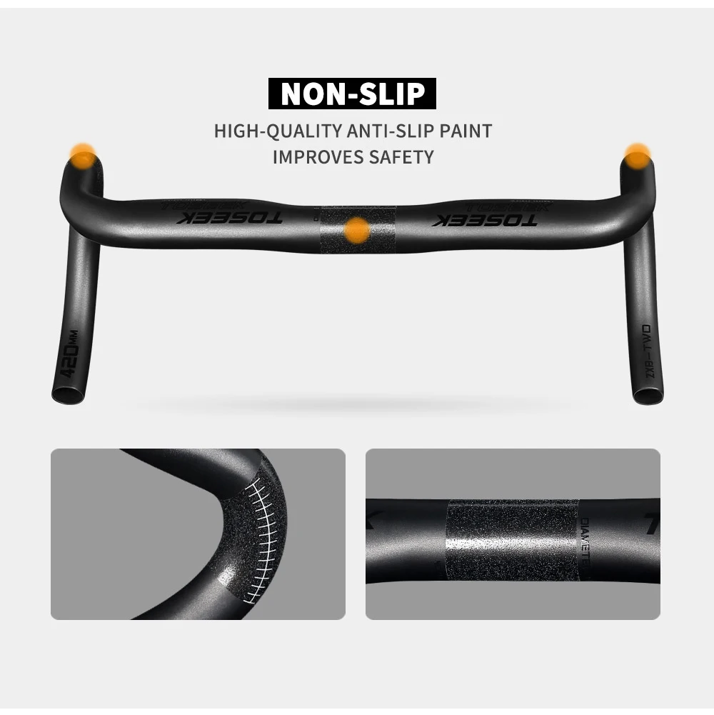 TOSEEK Full Carbon Fiber Handlebar Bent Bar Black Matte Finish Road Bike Carbon Handlebar 40/42/44 cm External Routing