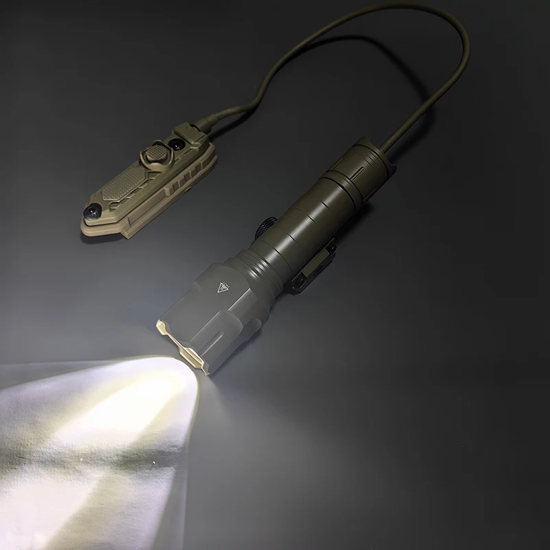 Outdoor 1200 Lumen Tactical Flashlight Matte Black Aluminum LED Light with Mlok System Remote Pressure Switch for Picatinny Rail