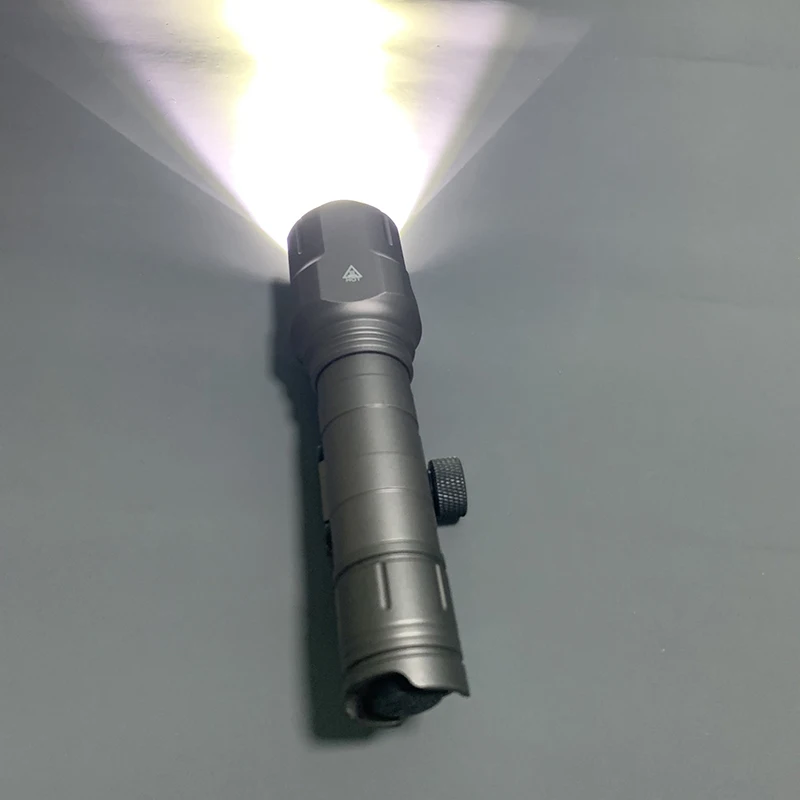 Outdoor 1200 Lumen Tactical Flashlight Matte Black Aluminum LED Light with Mlok System Remote Pressure Switch for Picatinny Rail