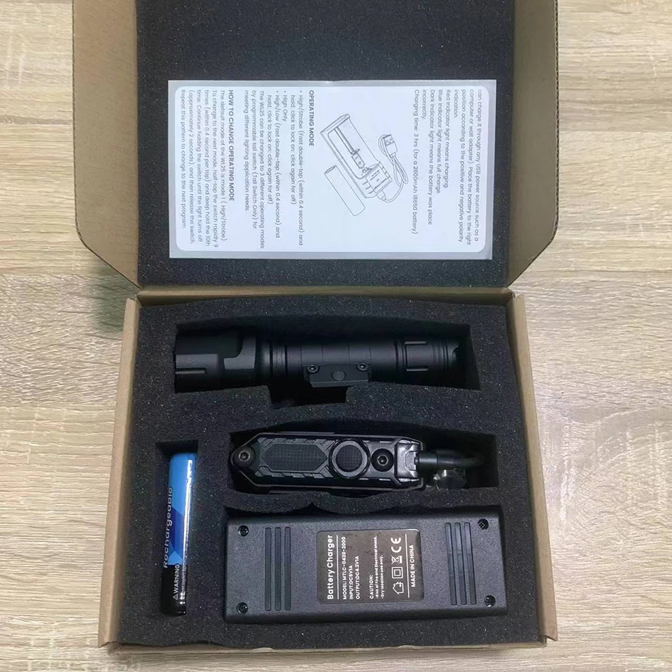 Outdoor 1200 Lumen Tactical Flashlight Matte Black Aluminum LED Light with Mlok System Remote Pressure Switch for Picatinny Rail