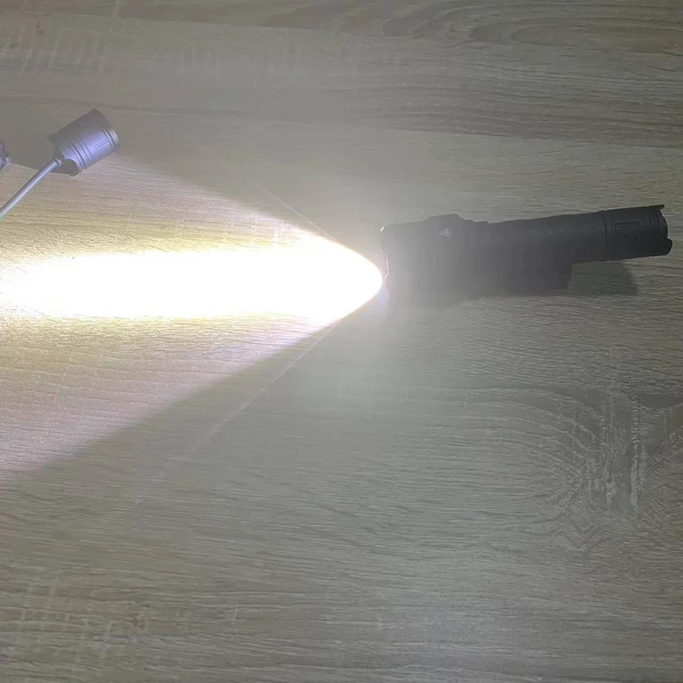 Outdoor 1200 Lumen Tactical Flashlight Matte Black Aluminum LED Light with Mlok System Remote Pressure Switch for Picatinny Rail