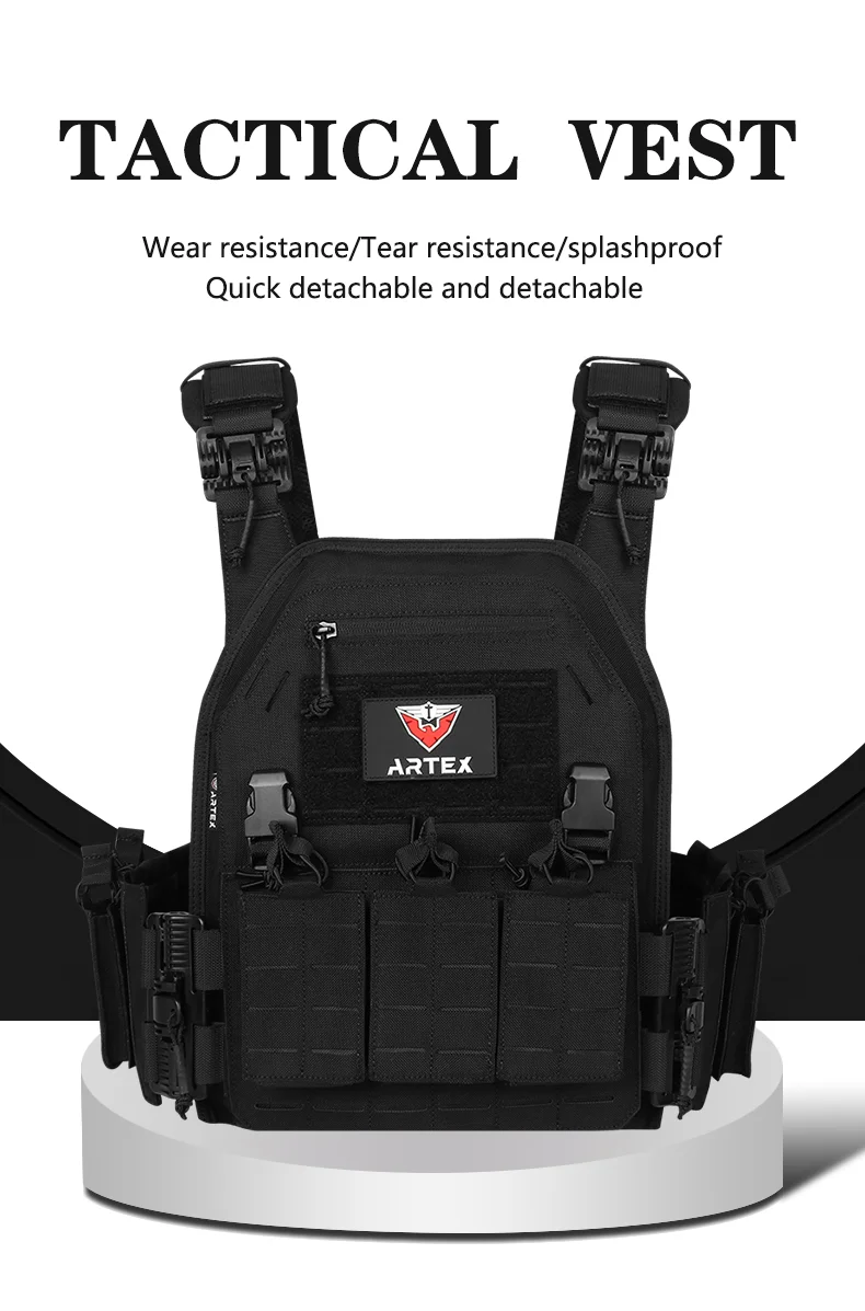 Artex New Combat Vest 6094 Quick Detachable Light Laser Cut Tactical Vest Black Gear to Carry Airsoft Carrier Combat equipment