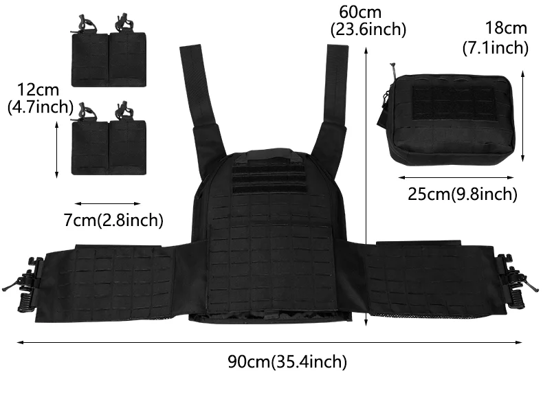 Artex New Combat Vest 6094 Quick Detachable Light Laser Cut Tactical Vest Black Gear to Carry Airsoft Carrier Combat equipment