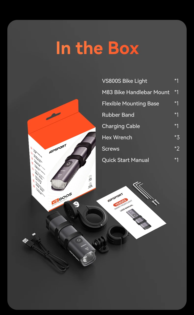 iGPSPORT VS800S Smart Bike Front Light 800 Lumen MTB Road Bike Lamp Headlight Cycling Flashlight Lantern Bike Accessories