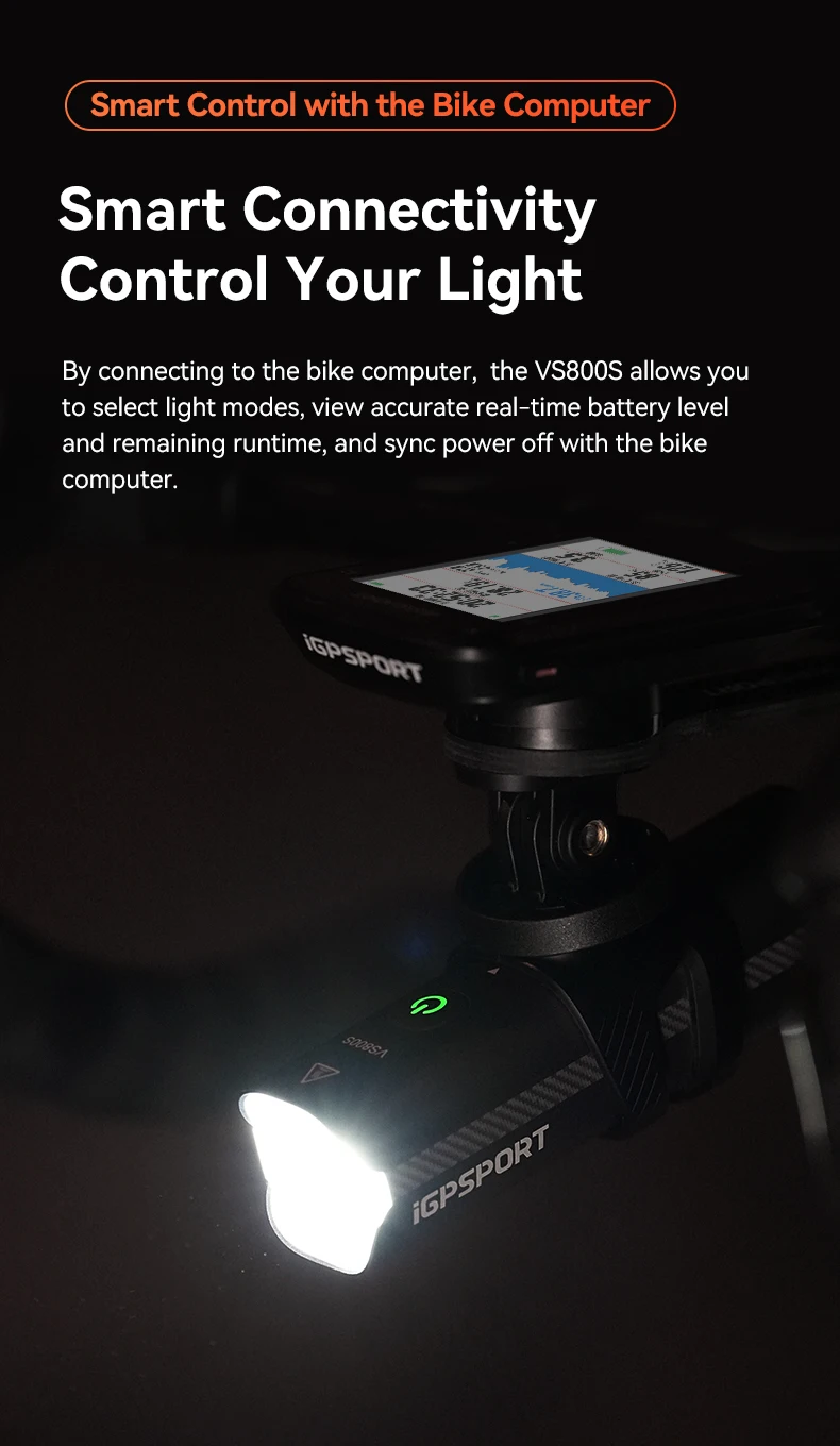 iGPSPORT VS800S Smart Bike Front Light 800 Lumen MTB Road Bike Lamp Headlight Cycling Flashlight Lantern Bike Accessories