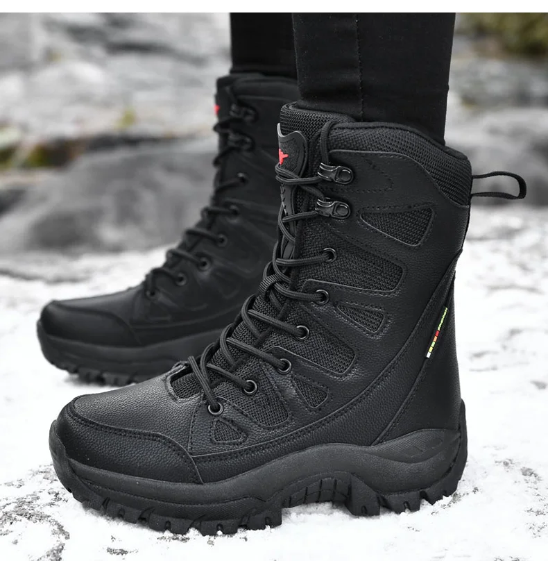 Winter Women High-Top Outdoor Plush Leather Hiking Shoes Trekking Woman Boots Mountain Sneakers Camping Tracking Treking