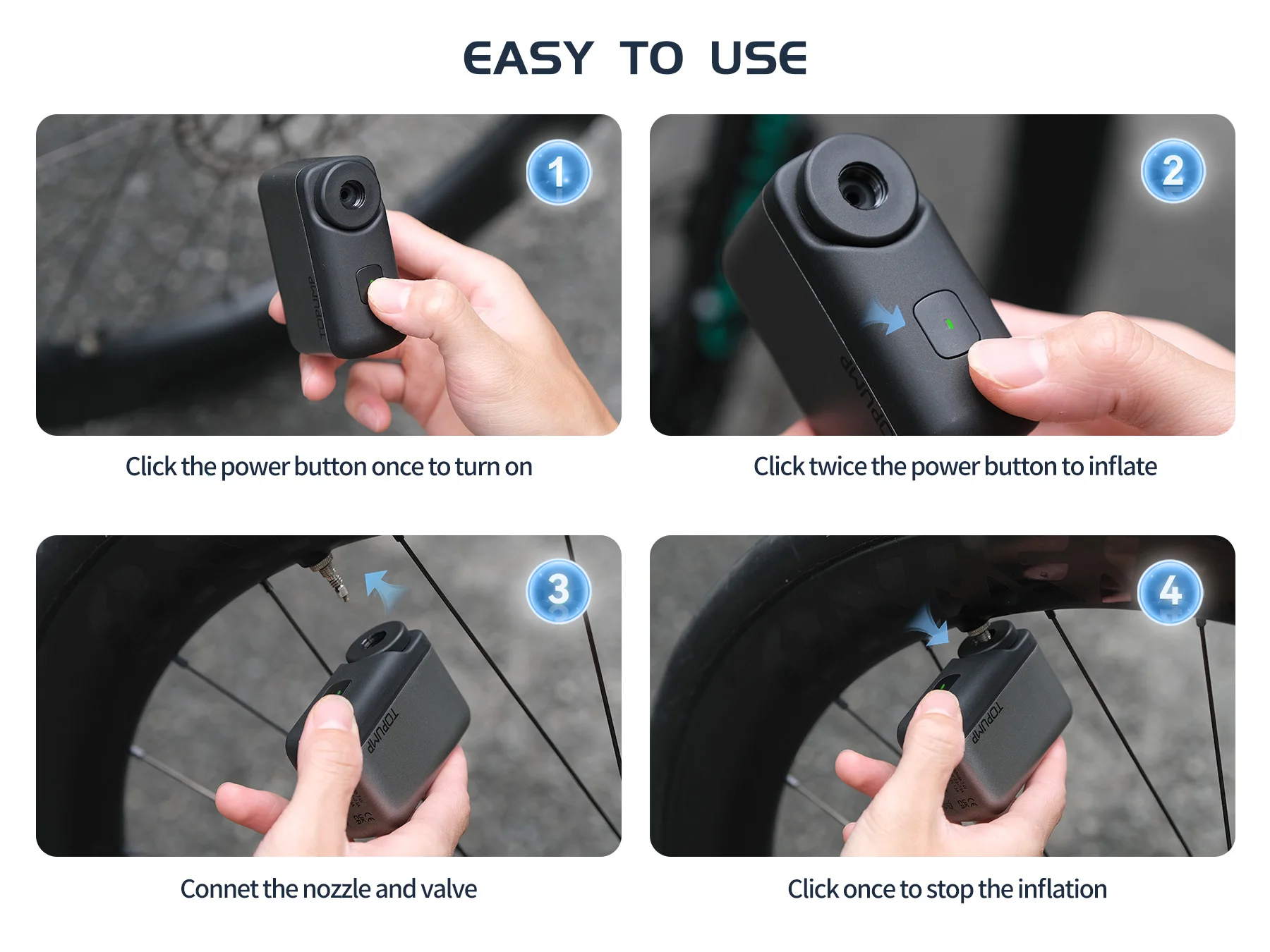 TB2 Mini Bicycle Pump Tire Inflator 120PSI Max Rechargeable Battery Cycling Bike Accessories Schrader Presta Valve Tiny Pump