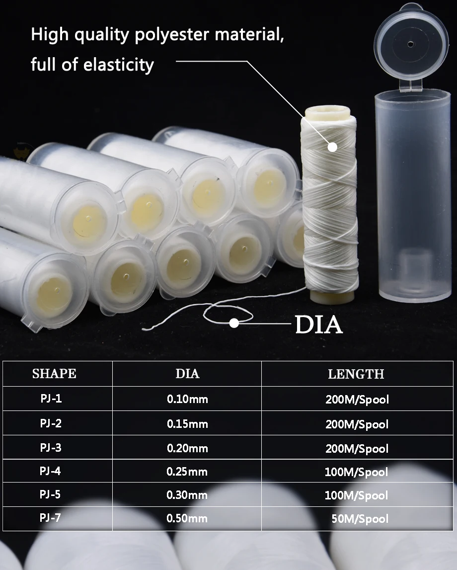 JYJ 20pcs/lot PJ1/2/3/4/5 High Tensile Polyester Bait Elastic Thread Spool Sea Fishing bait elastic fishing line Bait