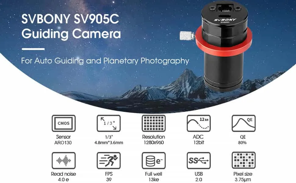 Svbony SV905C Telescope Guiding Cameras 1.25" with CMOS Sensor for Astrophotography