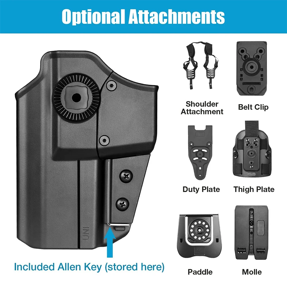 OWB Polymer Universal Holster,Fit G17,G19,M&P9,P320,TG3,TH9,GX4,APX,CZ75,CZP10C,Masada,and Other More Than 100 Models,Right/Left